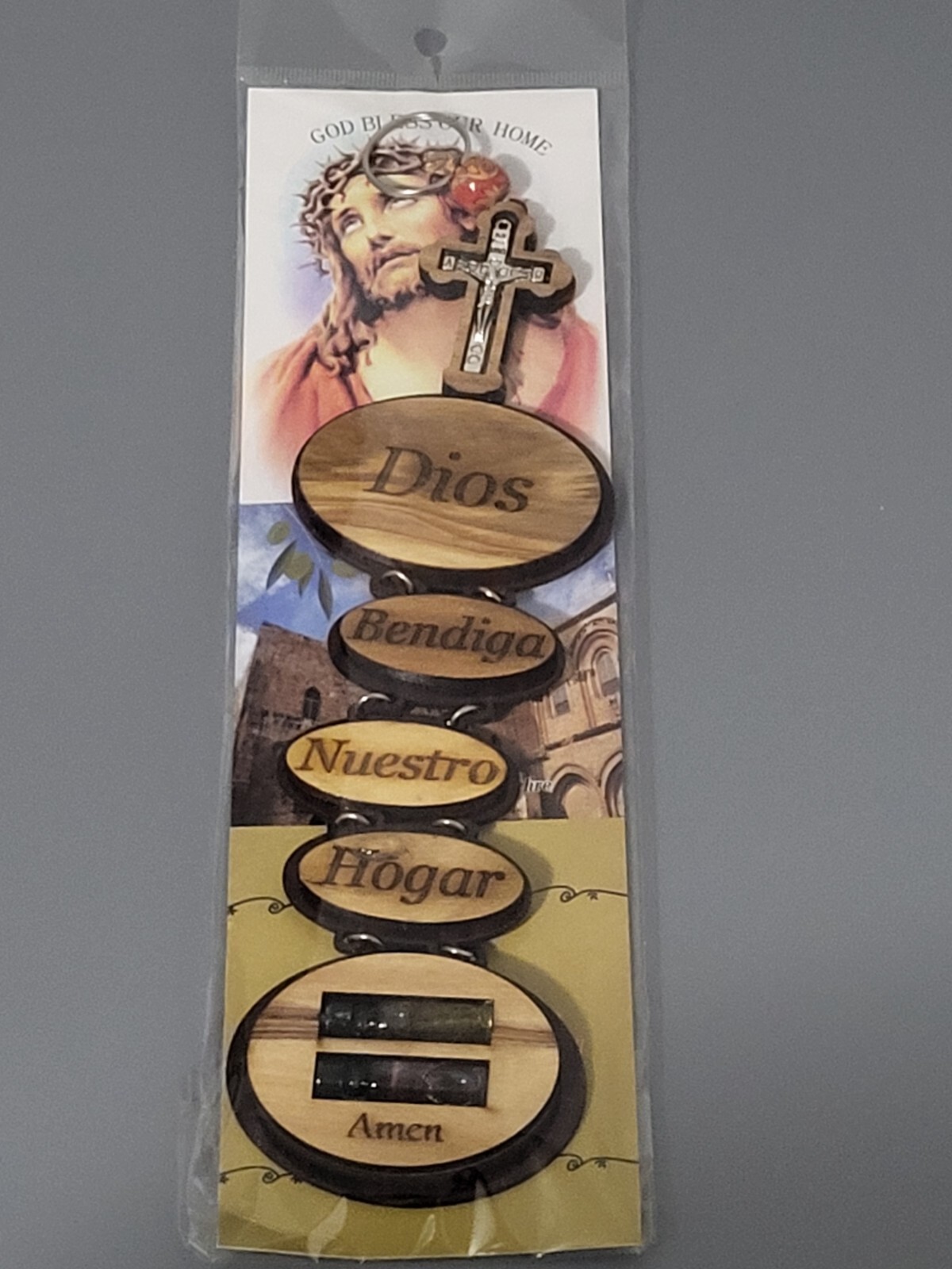 "God Bless Our home Spanish wall hanging new in package from the holy