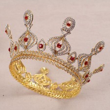 Red  Clear Austrian Rhinestone Crystal Gold Tiara Hair Crown Bridal Party C516