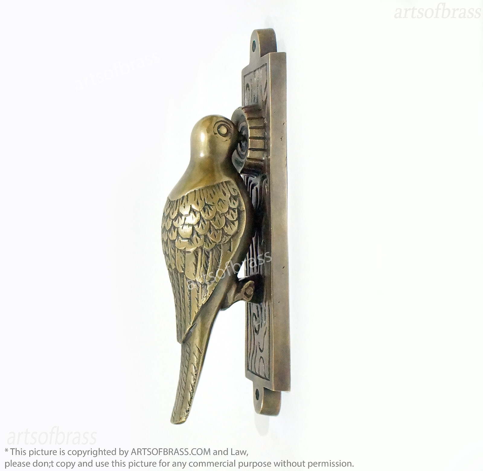 Vintage Brass Woodpecker Main Door Knocker - Retro Bird Decor & Hangers