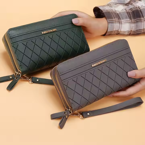 New women's long wallet Korean style simple double zipper coin purse multi-card - Bild 3 von 16