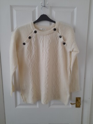 MNG übergroßer cremefarbener gestrickter Damenpullover Größe S 