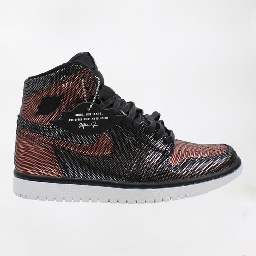 Nike Air Jordan 1 Hi OG Fearless Womens Black/Brown Trainers NO BOX - Picture 2 of 4