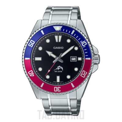 Casio Original Analog Uhr MDV-106DD-1A2V Schwarz Blue Marlin Edelstahl