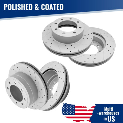 4WD Front Rear Drilled Brake Rotors for Ford F-250 F-350 Super Duty 2013-2023