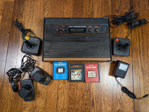 Atari 2600 4 Switch Woody Console Sunnyvale Woodgrain Tested and Working