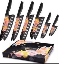 Marco Almond Knife Set Artistic Designed Pattern Kitchen Knife 6 Stainless Steel