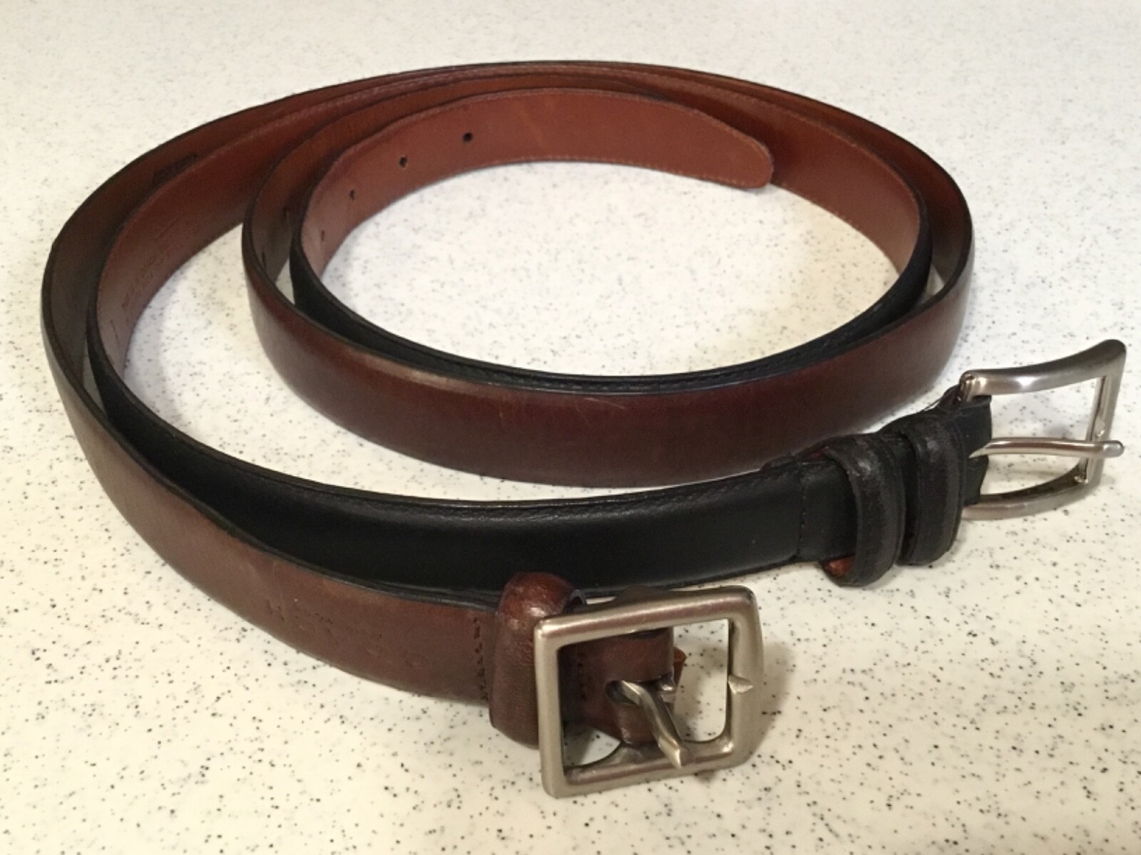 Coach Leather Belts Lot of 2 size Large Black and Brown Silver Buckles