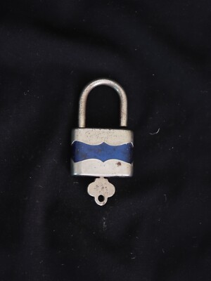 Vintage Blue Rustic Padlock, Duplo 45 Tokoz with Original Key, Czechoslovakia
