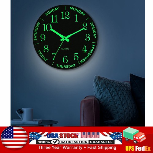 Large Luminous 3D Wall Clock New Glow In The Dark Quartz Home Decor Night Clock