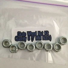 Set Of 8 Roller Skate Wheel Axle Lock Nuts  Size 7mm 
