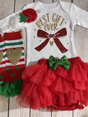 Baby Girl 1st Christmas Outfit, Best Gift Ever Baby Girl Outfit, First  Christmas | eBay