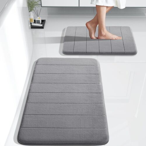 Bathroom carpet set of 2 pieces, soft absorbent memory foam.