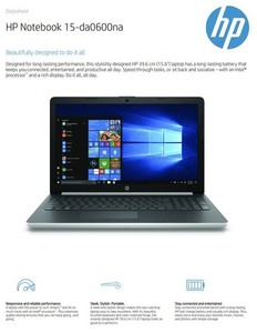 HP Notebook 15-da0600na 15,6" Display / 1TB / 4GB Ram / Intel Core I3 8th Gn UHD