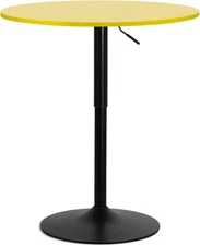 MoNiBloom Bar Table Round Cocktail Table, 31.5 Inch Adjustable-Heigh Yellow 