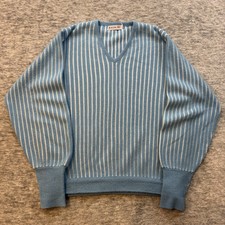 60s VTG Izod Blue And White Striped Sweater Pullover