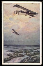 Carte Postale Artiste Hans Rudolf Schulze : Avion Militaire À La Découverte