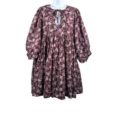 Madewell Splitneck Puff-Sleeve Dress in Floral cottage core oversized sz M