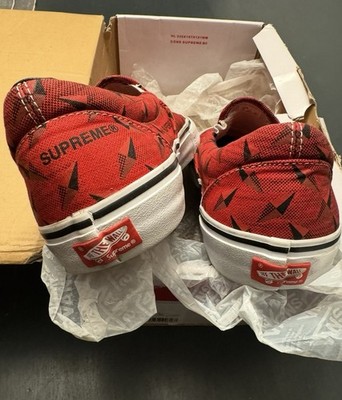 Supreme x Vans Pro Slip On Skate Red / Black Diamond Plated