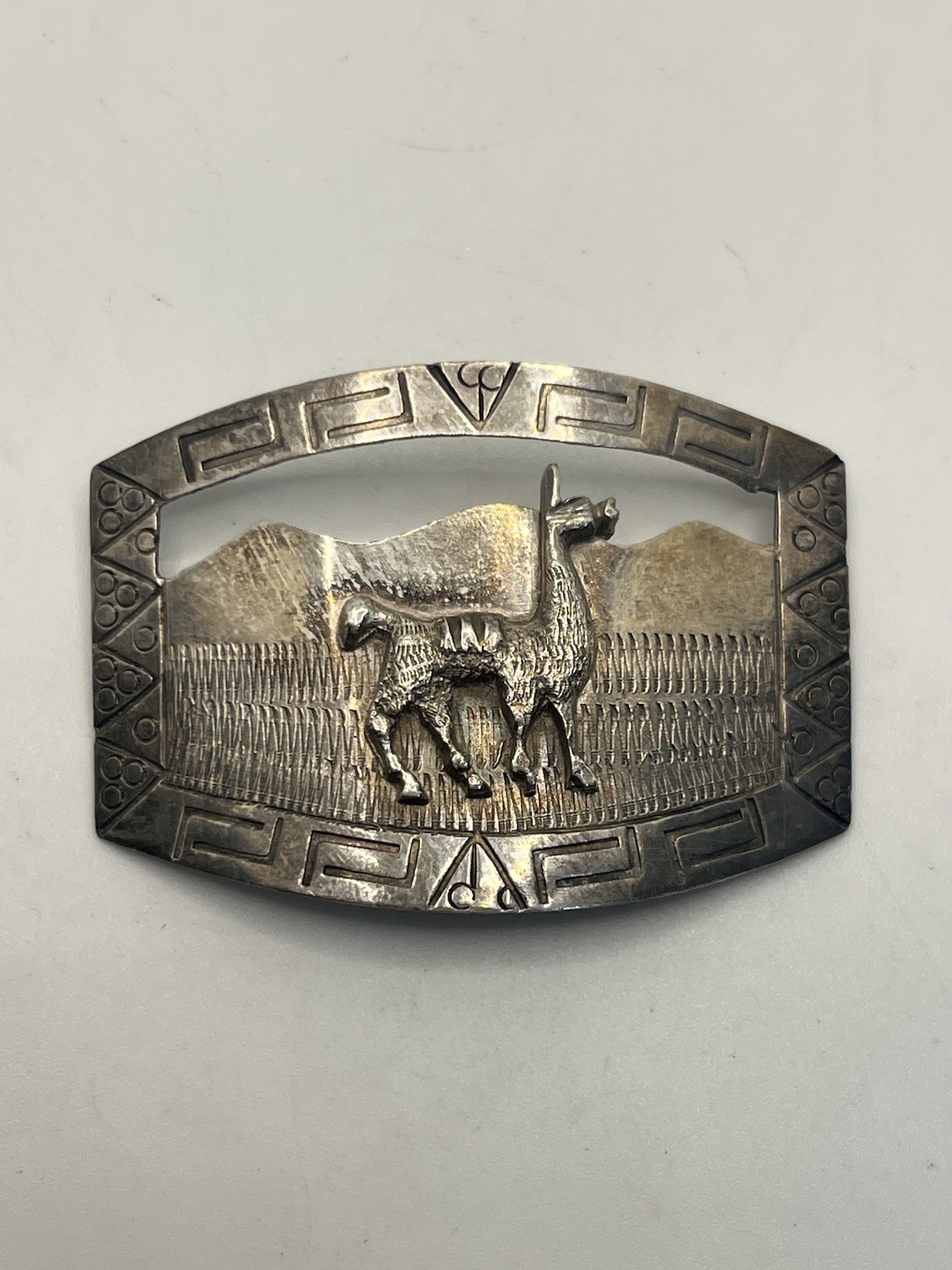 Peruvian llama sterling silver rectangle brooch p… - image 14