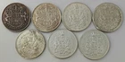 Lot of 7 Canadian Silver Half Dollars Canada 50 Cent Coins 80% Silver 1937-1966