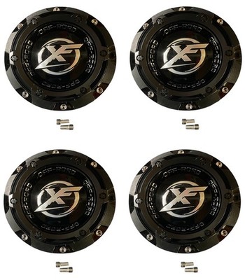 4 Cap Deal XF OFF-ROAD Gloss Black Wheel Center Cap C-969-3 with Screws
