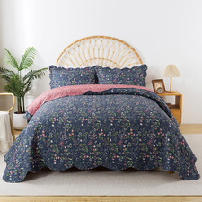 Honeilife Floral Quilts King Size - Microfiber Coverlets 3-Piecelightweight Bed