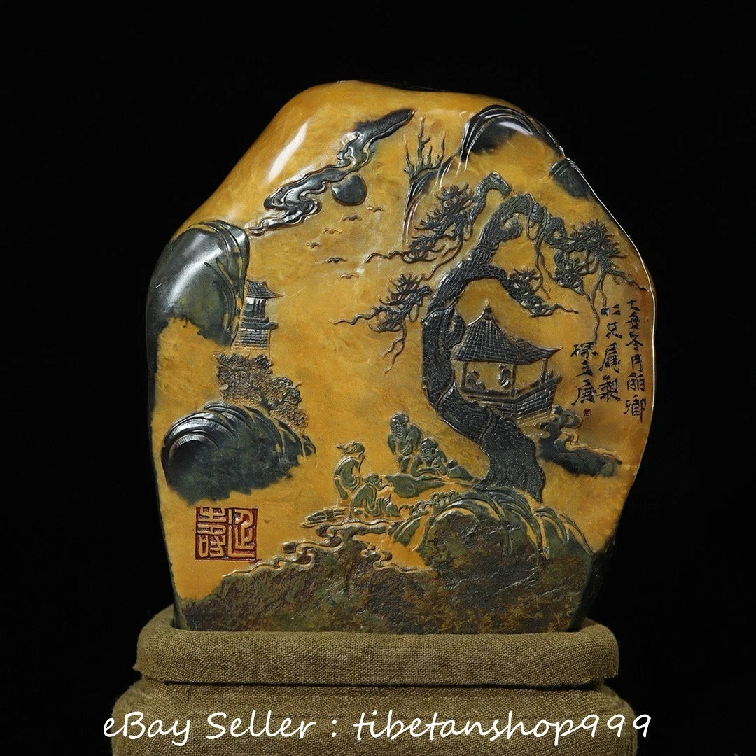 古董原始寿山石主中国风雕像、雕像| eBay