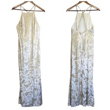 Vintage 90s Dave  Johnny Floral Velvet Burnout Gown Dress Prom HOCO Size 5 6