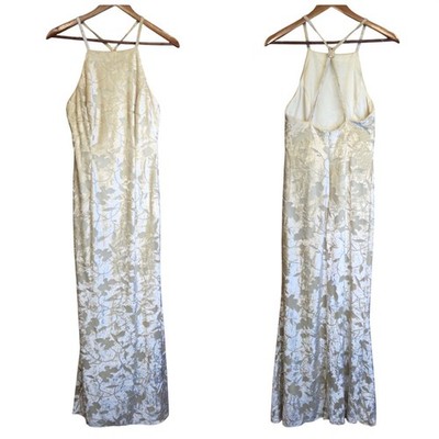 Vintage 90s Dave & Johnny Floral Velvet Burnout Gown Dress Prom HOCO Size 5 6