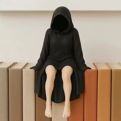 Neu. 3D Mysteriöse Halloween Statue Gothic schwarz gekleidete Königin Figur Bücherregal UK