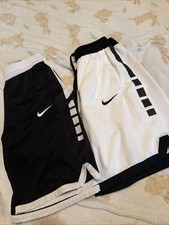 Nike Elite Mens Small Youth XL White Black Basketball Shorts 2 Pair