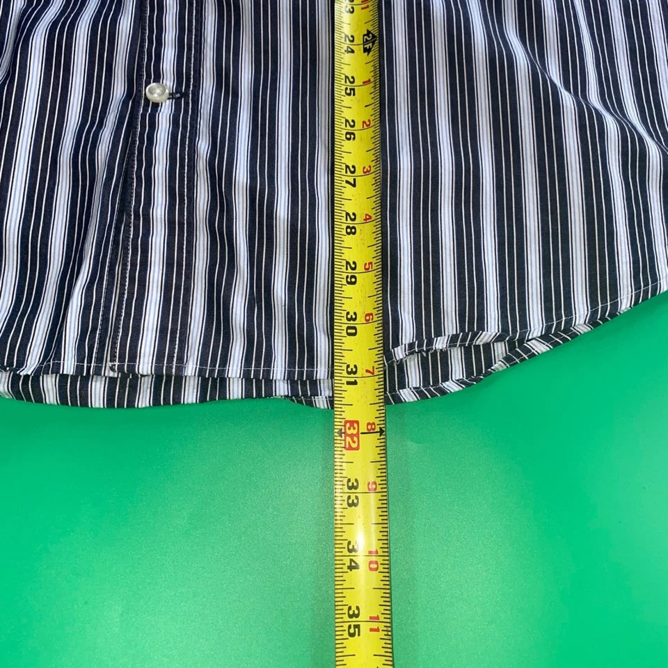 St Johns Bay Mens XXL 80s 2 Ply Striped Button Down Long Sleeve Dress Shirt - Image 4 of 4