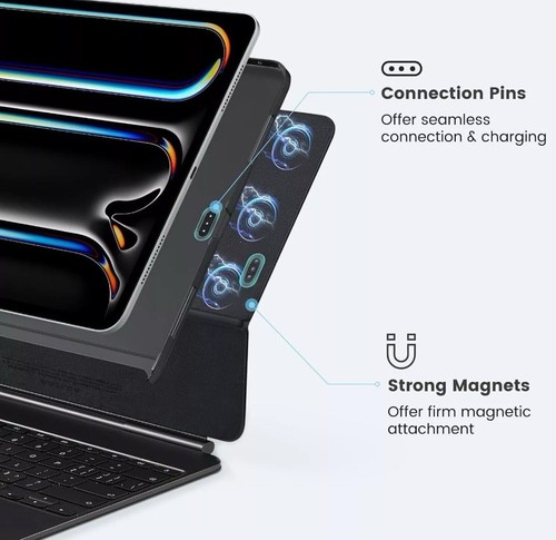 Pitka Coque iPad Pro 11 Pouces 2024, Coque Compatible Clavier Magique pour iPad Pro M4 - Photo 8/8