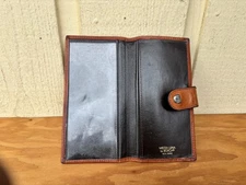 Bosca Mezza Luna genuine leather checkbook cover wallet. Brown.