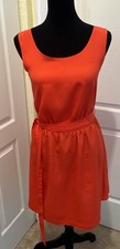 GAP Scoop Neck Stretch Tie Waist Orange Fit & Flare Dress Women's Size XS