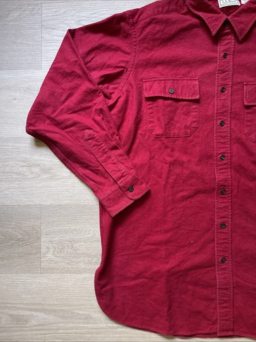 Camicia vintage LL Bean camoscio flanella manica lunga con bottoni rossa uomo taglia XL B2 - Foto 3 di 12