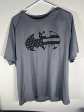 #A161 MEN UNDER ARMOUr Large Armor Alter Ego Dc Batman Training SHIRT