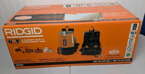 RIDGID 6 Qt. NXT Backpack Vacuum Cleaner w/ Filter & Shop Vac Attachments HDB600