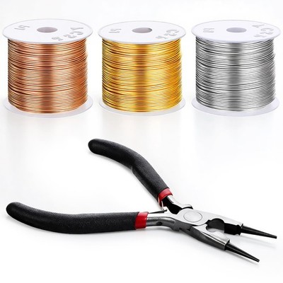 3 Rolls 20 Gauge Wire for Jewelry Making with Pliers, Tarnish Resistant Coppe...