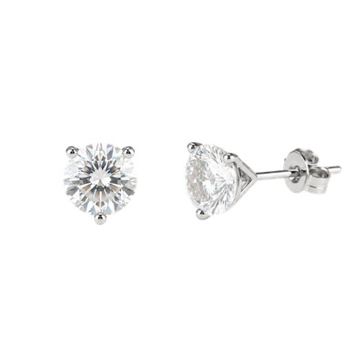 2.00CTW Lab-created 3 Prong Martini Studs in 14K White Gold.