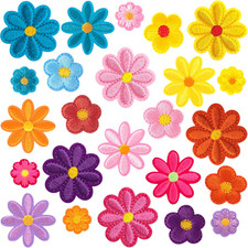 24 Pcs Flower Iron on Patches, Cute Daisy Flower Applique Patch