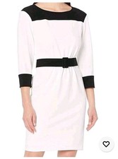 Calvin Klein Women's Three Quarter Sleeve Color Block Belted Sheath Size 8 NWT