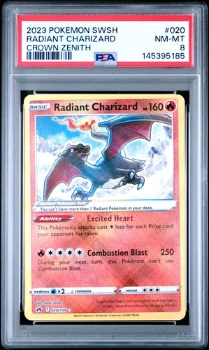 Radiant Charizard 020/159 Sword Shield Crown Zenith Pokemon PSA 8 *185