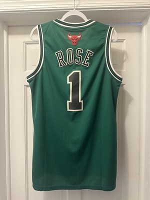 Derrick Rose Swingman Chicago Bulls Adidas Patrick's Day Green Jersey  Medium
