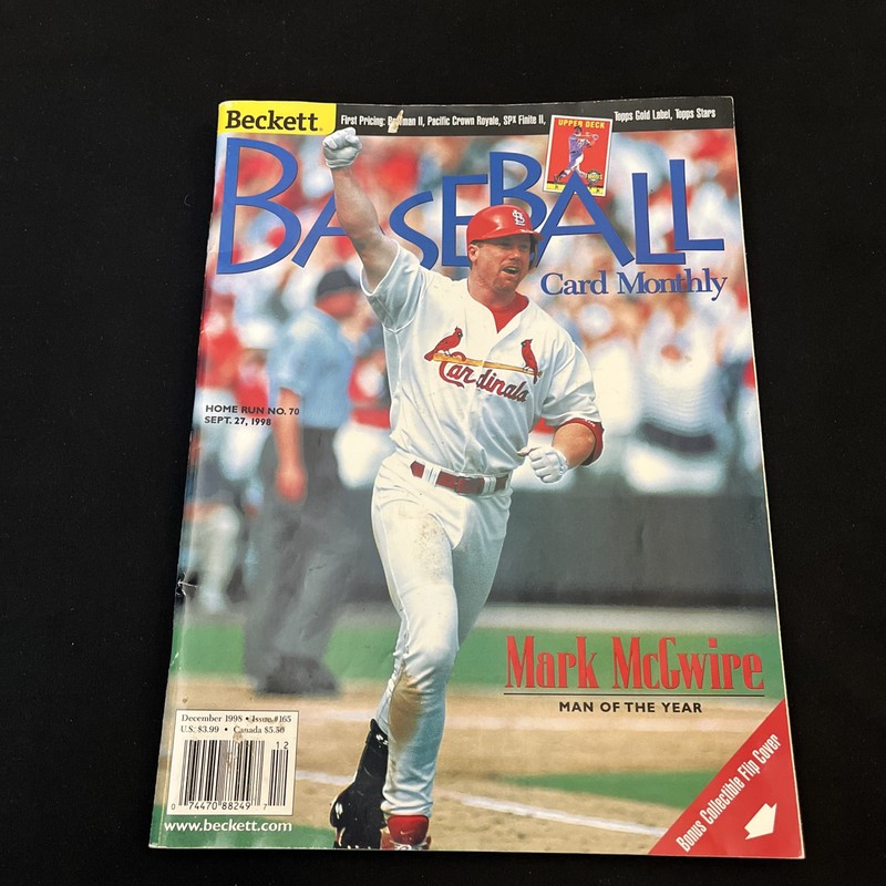 Beckett Baseball Card Monthly December 1998 Mark McGwire cover Sammy Sosa back