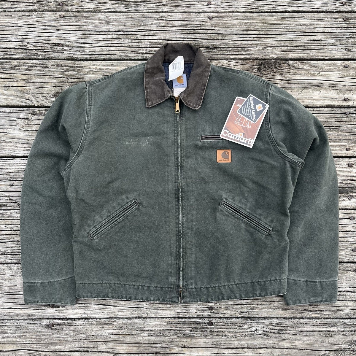 vintage nwt carhartt j97 mos sandstone detroit jacket in moss size