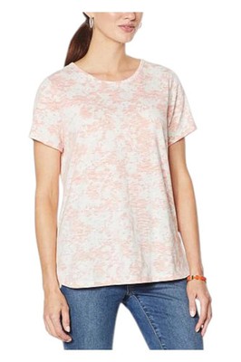 DG2 by Diane Gilman Women's ''DG Downtime'' Reverse Side Print Tee Coral