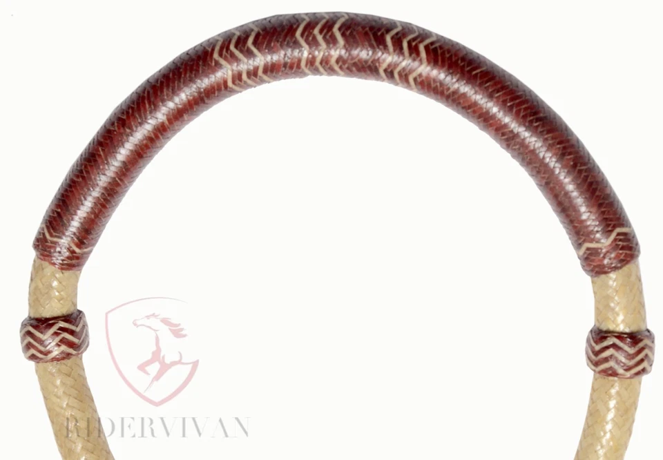 Bosal trenzado de 40 trenzas, bosal de cuero crudo de cereza natural y castaño, bosal de 11 pulgadas. Foto 3 de 4