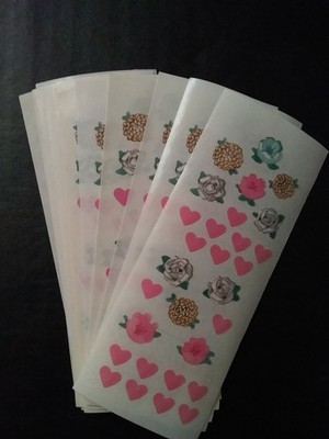 Creative Memories ~ Lot of  Twelve Stickers ~ 2'' x 5'' ~ Hearts And Flowers   