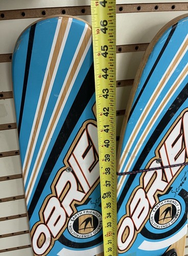 Vintage Wooden OBrian Scout Water Skis Pair Set 46". Bamboo Construction Eco - Picture 6 of 7